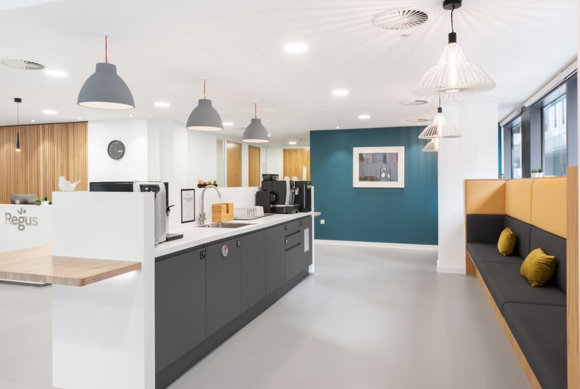 Communal space at Faulkner House Regus St James Tower Manchester M1 4DZ